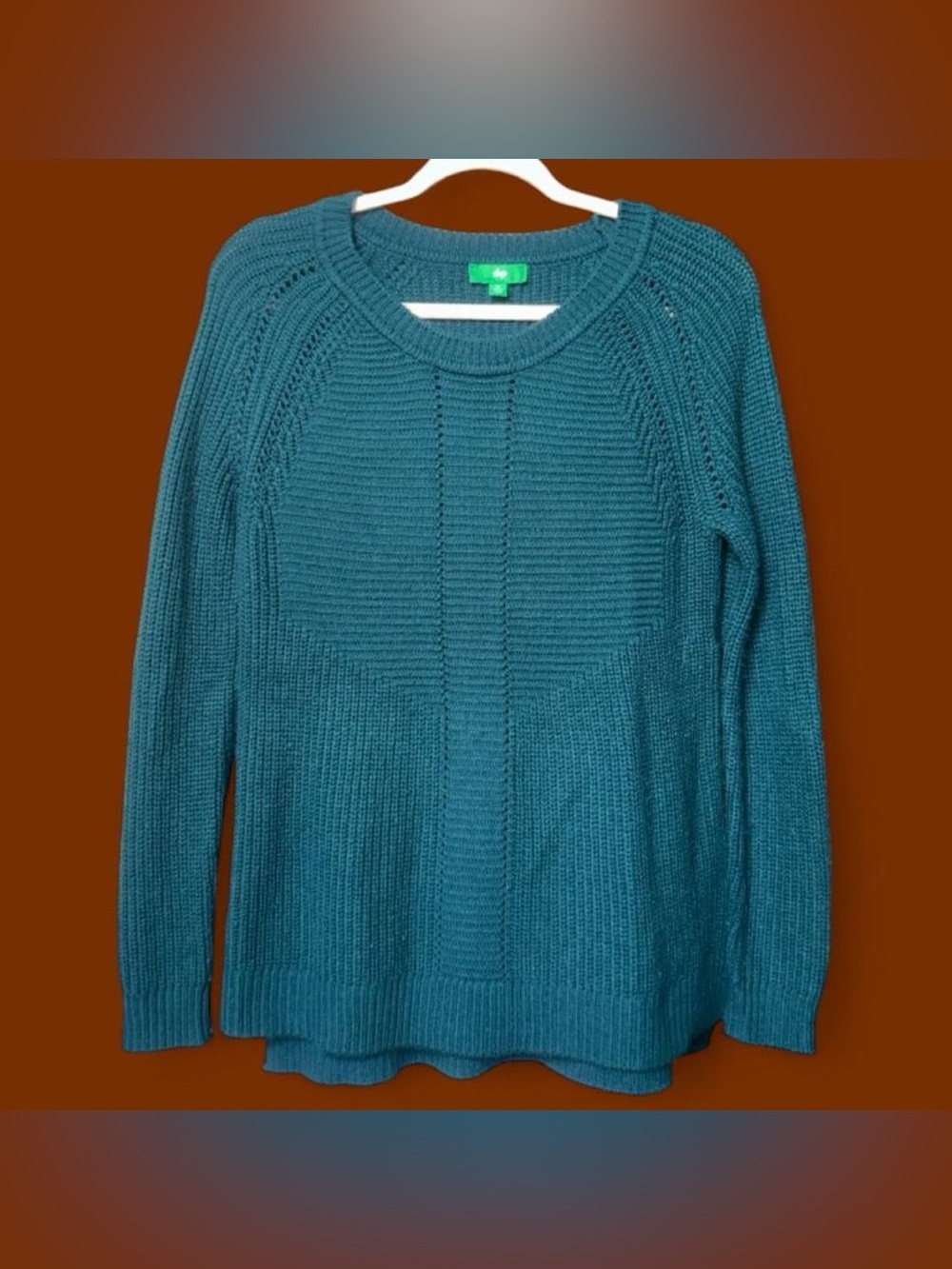dip Teal Crewneck Knit Sweater